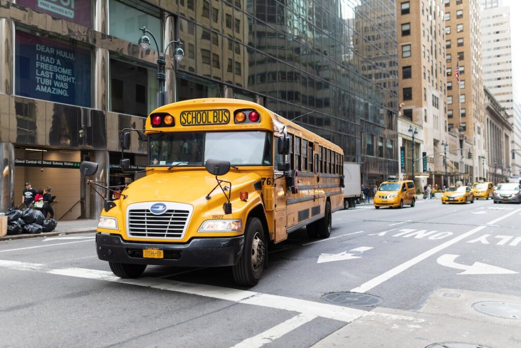school bus in road